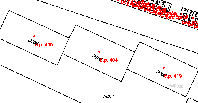 Předměstí 404, Litoměřice na parcele st. 3009 v KÚ Litoměřice, Katastrální mapa