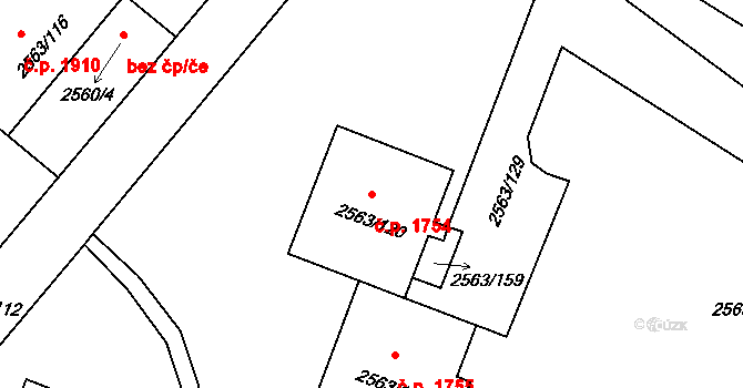 Předměstí 1754, Litoměřice na parcele st. 2563/120 v KÚ Litoměřice, Katastrální mapa