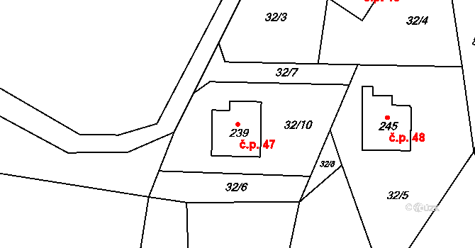 Racek 47, Chlístov na parcele st. 239 v KÚ Chlístov u Benešova, Katastrální mapa