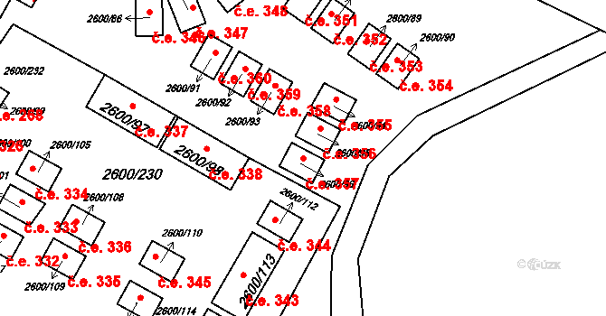Staré Splavy 357, Doksy na parcele st. 2600/96 v KÚ Doksy u Máchova jezera, Katastrální mapa