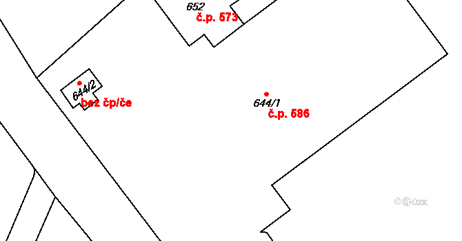 Hranice 586 na parcele st. 644/1 v KÚ Hranice u Aše, Katastrální mapa