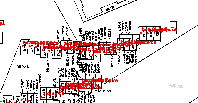 Ráj 593, Karviná na parcele st. 501/258 v KÚ Ráj, Katastrální mapa