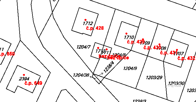 Telč 42783488 na parcele st. 1713 v KÚ Telč, Katastrální mapa