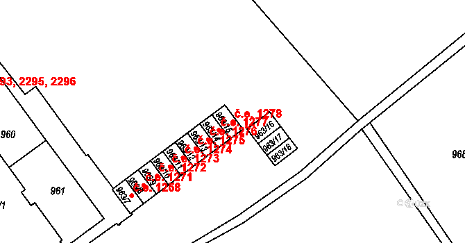 Ústí nad Labem-centrum 1278, Ústí nad Labem na parcele st. 963/15 v KÚ Ústí nad Labem, Katastrální mapa