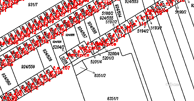Hodonín 2980 na parcele st. 5201/3 v KÚ Hodonín, Katastrální mapa