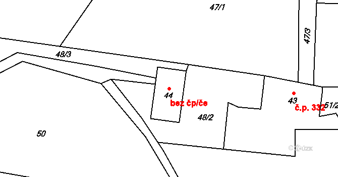 Odry 44814488 na parcele st. 44 v KÚ Klokočůvek, Katastrální mapa