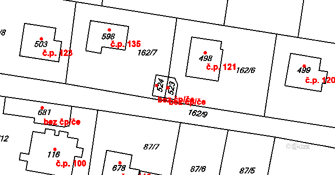 Kytín 45728488 na parcele st. 523 v KÚ Kytín, Katastrální mapa