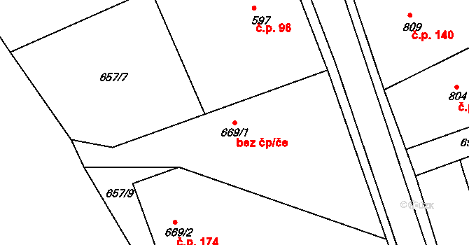 Broumov 46347488 na parcele st. 669/1 v KÚ Broumov, Katastrální mapa