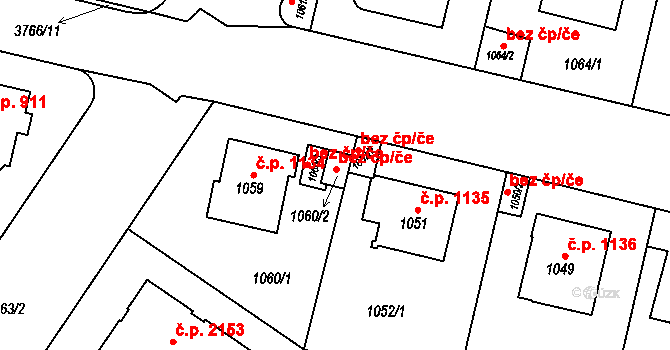 Praha 46822488 na parcele st. 1060/2 v KÚ Libeň, Katastrální mapa