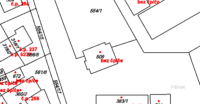 Zlín 47800488 na parcele st. 509 v KÚ Louky nad Dřevnicí, Katastrální mapa