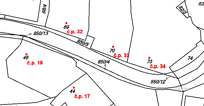 Tučapy 33 na parcele st. 70 v KÚ Tučapy, Katastrální mapa