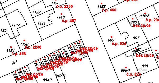 Kladno 49188488 na parcele st. 983 v KÚ Kročehlavy, Katastrální mapa