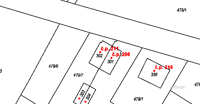 Chroustovice 211 na parcele st. 302 v KÚ Chroustovice, Katastrální mapa