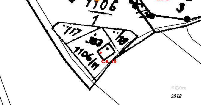 Trhová Kamenice 16 na parcele st. 353 v KÚ Trhová Kamenice, Katastrální mapa