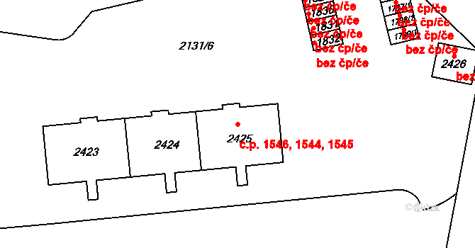 Choceň 1544,1545,1546 na parcele st. 2425 v KÚ Choceň, Katastrální mapa