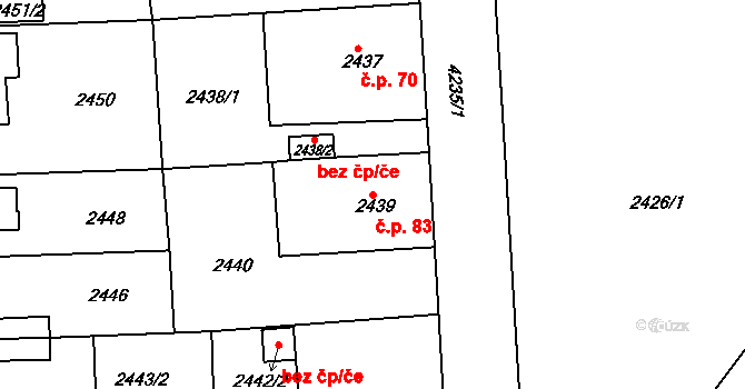 Cihelny 83, Jaroměř na parcele st. 2439 v KÚ Jaroměř, Katastrální mapa