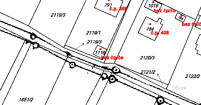 Písek 80257488 na parcele st. 1116 v KÚ Písek u Jablunkova, Katastrální mapa