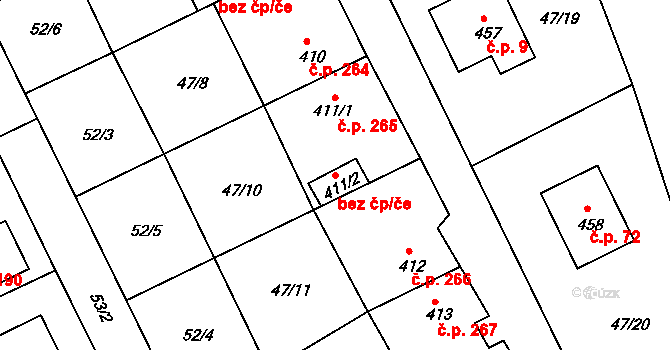 Brumovice 87108488 na parcele st. 411/2 v KÚ Brumovice u Opavy, Katastrální mapa