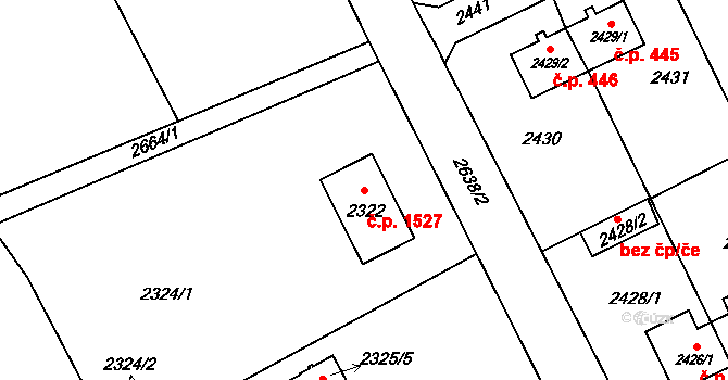Prostřední Suchá 1527, Havířov na parcele st. 2322 v KÚ Prostřední Suchá, Katastrální mapa
