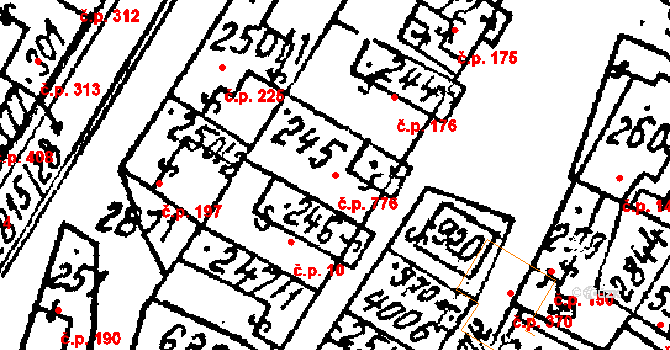 Kostice 776 na parcele st. 245 v KÚ Kostice, Katastrální mapa