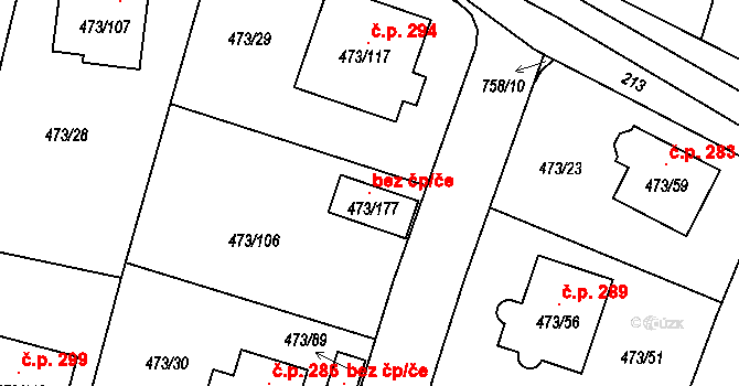 Tábor 101029489 na parcele st. 473/177 v KÚ Čelkovice, Katastrální mapa