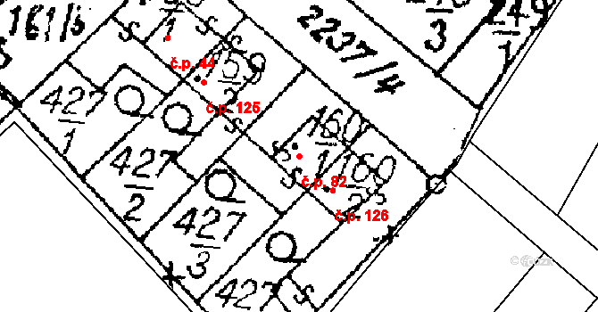 Ctidružice 82 na parcele st. 160/1 v KÚ Ctidružice, Katastrální mapa