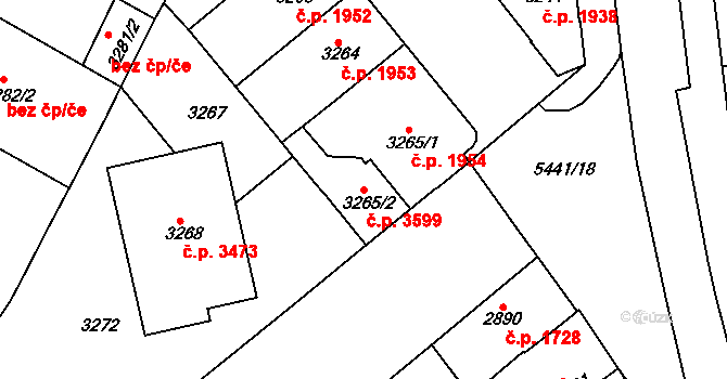 Znojmo 3599 na parcele st. 3265/2 v KÚ Znojmo-město, Katastrální mapa