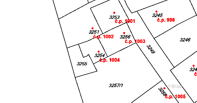 Mělník 1004 na parcele st. 3254 v KÚ Mělník, Katastrální mapa