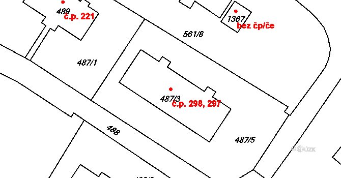 Dolní Líštná 297,298, Třinec na parcele st. 487/3 v KÚ Dolní Líštná, Katastrální mapa