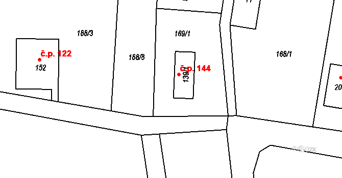 Horní Světlá 144, Mařenice na parcele st. 139/1 v KÚ Horní Světlá pod Luží, Katastrální mapa