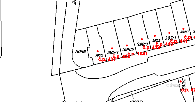 Kyjov 437 na parcele st. 395/2 v KÚ Kyjov, Katastrální mapa
