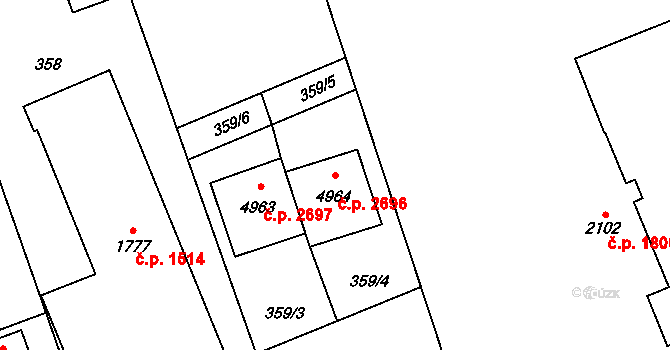 Šumperk 2696 na parcele st. 4964 v KÚ Šumperk, Katastrální mapa