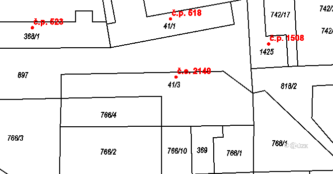 Skuheř 2149, Kamenice na parcele st. 41/3 v KÚ Těptín, Katastrální mapa