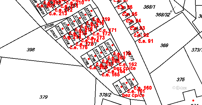 Hrádek nad Nisou 168 na parcele st. 377/10 v KÚ Hrádek nad Nisou, Katastrální mapa