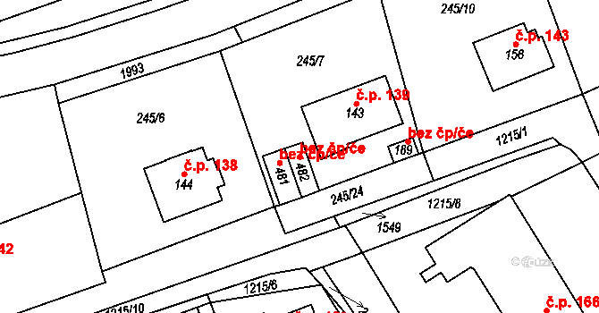 Šlapanov 155463489 na parcele st. 482 v KÚ Šlapanov, Katastrální mapa
