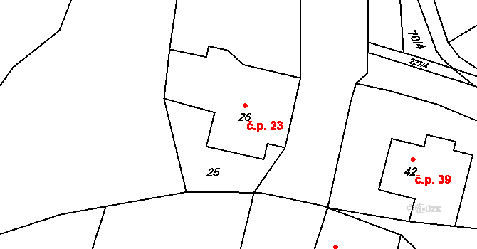 Chrastová Lhota 23, Brněnec na parcele st. 26 v KÚ Chrastová Lhota, Katastrální mapa