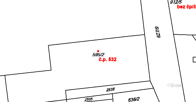Uničov 532 na parcele st. 595/2 v KÚ Uničov, Katastrální mapa