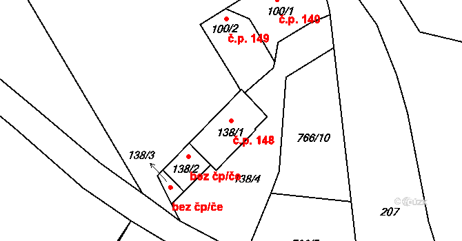 Čejetice 148 na parcele st. 138/1 v KÚ Čejetice, Katastrální mapa