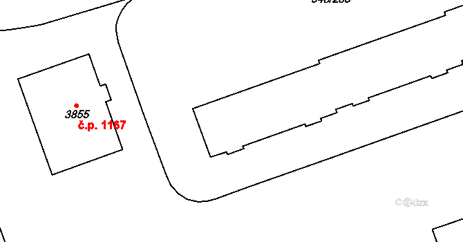 Horka-Domky 1156,1157,1158,1159,, Třebíč na parcele st. 3845 v KÚ Třebíč, Katastrální mapa