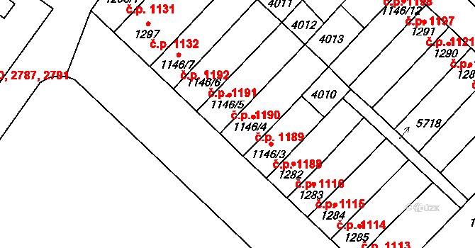Břeclav 1189 na parcele st. 1146/4 v KÚ Břeclav, Katastrální mapa