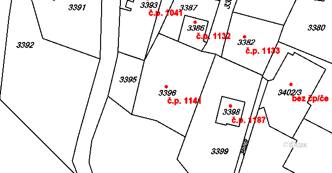 Smržovka 1141 na parcele st. 3396 v KÚ Smržovka, Katastrální mapa