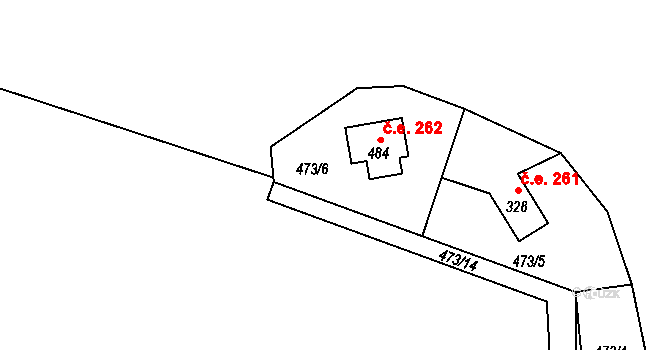 Malenovice 262 na parcele st. 484 v KÚ Malenovice, Katastrální mapa