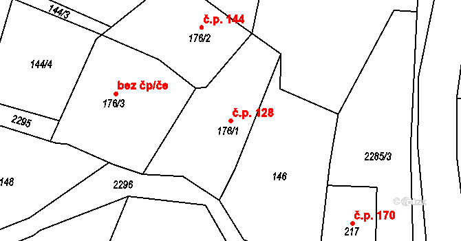 Lukavice 128 na parcele st. 176/1 v KÚ Lukavice u Rychnova nad Kněžnou, Katastrální mapa