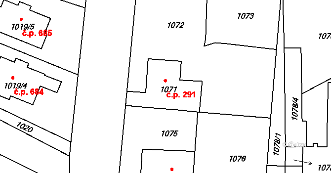 Suchdol nad Lužnicí 291 na parcele st. 1071 v KÚ Suchdol nad Lužnicí, Katastrální mapa