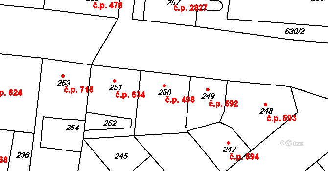 Žižkov 498, Praha na parcele st. 250 v KÚ Žižkov, Katastrální mapa