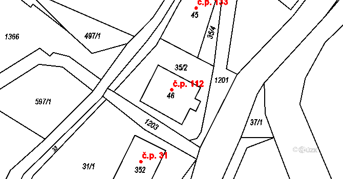 Čistá v Krkonoších 112, Černý Důl na parcele st. 46 v KÚ Čistá v Krkonoších, Katastrální mapa