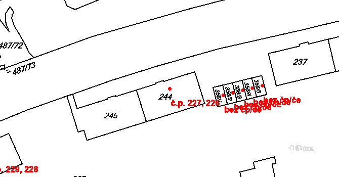 Neředín 226,227, Olomouc na parcele st. 245 v KÚ Neředín, Katastrální mapa