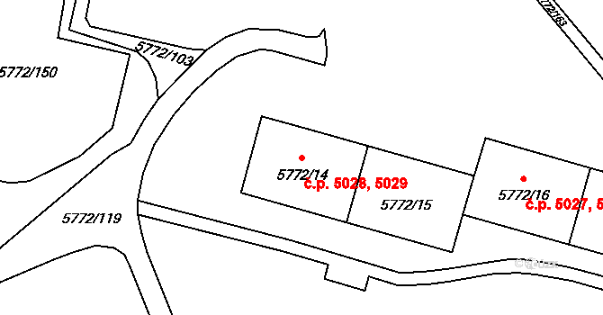 Chomutov 5028,5029 na parcele st. 5772/15 v KÚ Chomutov I, Katastrální mapa