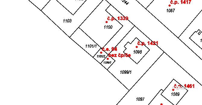 Rumburk 1 94, Rumburk na parcele st. 1101/2 v KÚ Rumburk, Katastrální mapa