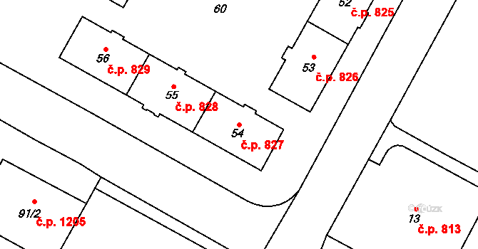 Šumbark 827, Havířov na parcele st. 54 v KÚ Šumbark, Katastrální mapa